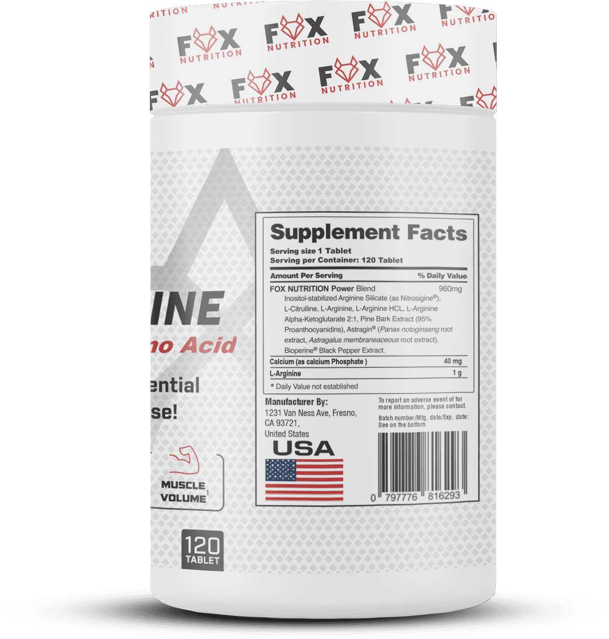 L-Arginine 1100mg – Pre-Workout Pump & Blood Flow Support (120 Tablets) - Image 2