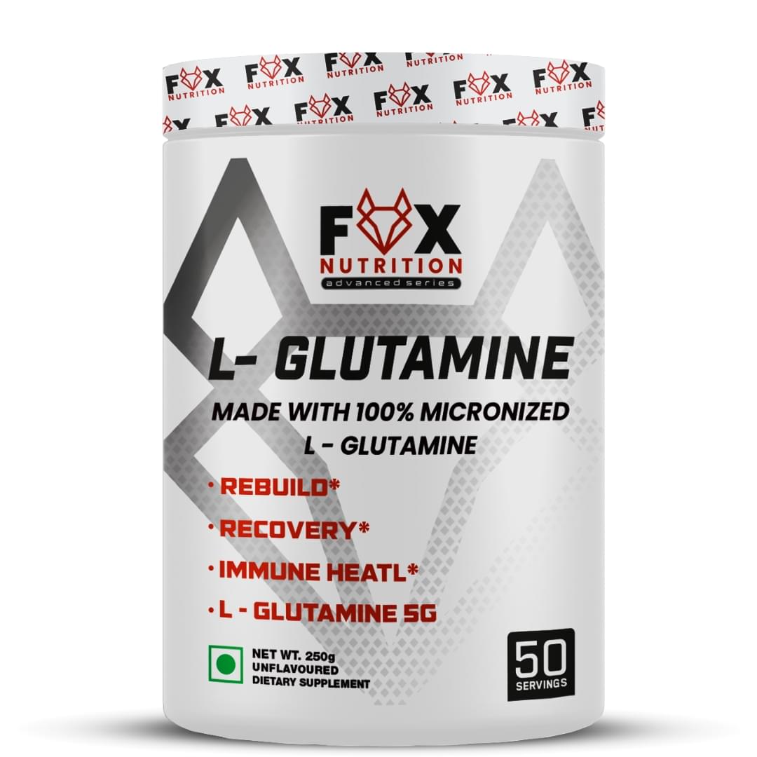 fox nutrition l glutamine powder 250g micronized amino acid supplement
